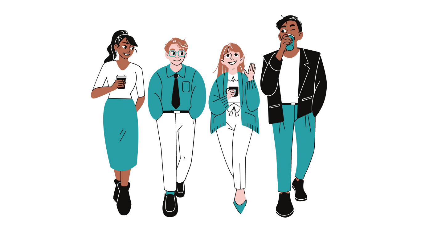 Group of colleagues walking together.